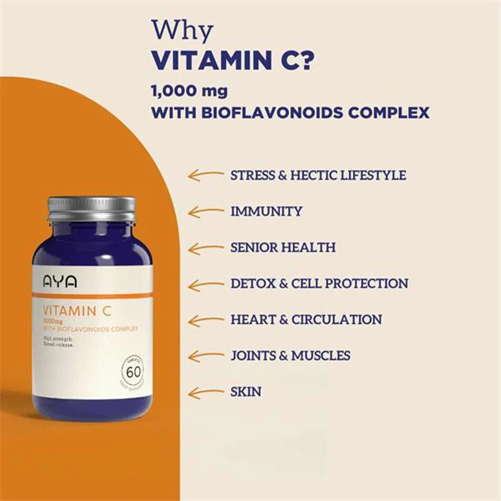 AYA Vitamin C 1000mg Tablets with Bioflavonoids Complex (60 Tablets) - Image 2
