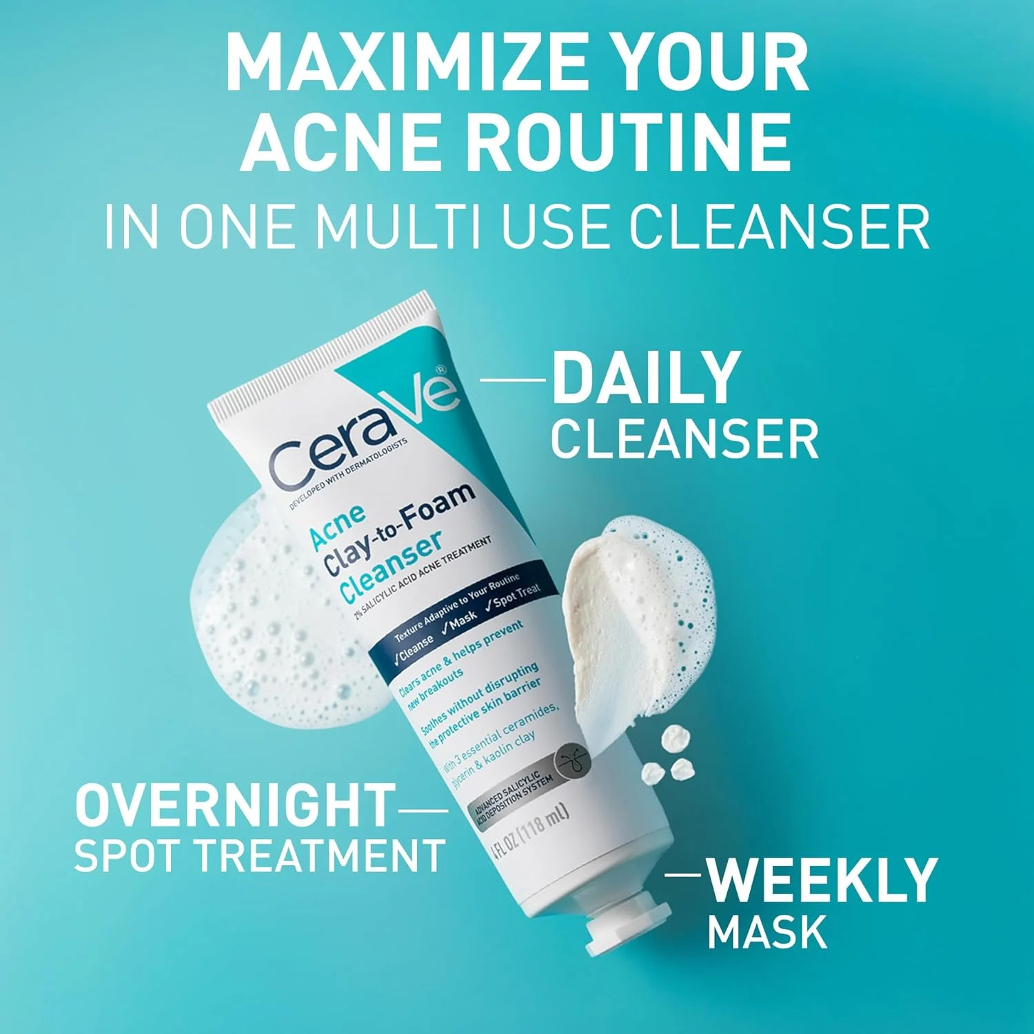 CeraVe Blemish Clay To Foam Cleanser 118ml - Image 2