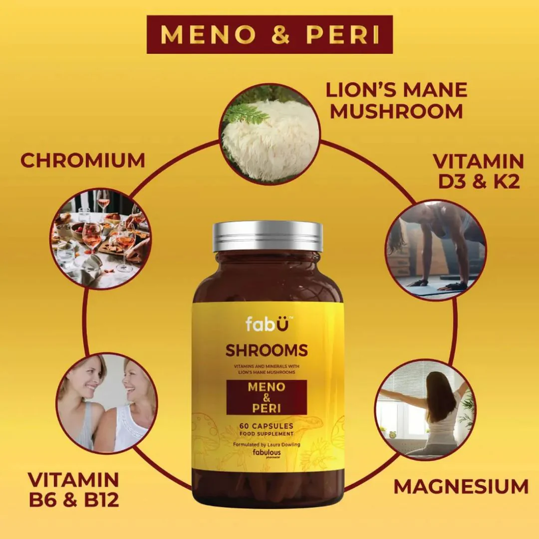 FabU Shrooms Meno & Peri 60 Capsules | Menopause Support Supplement - Image 3