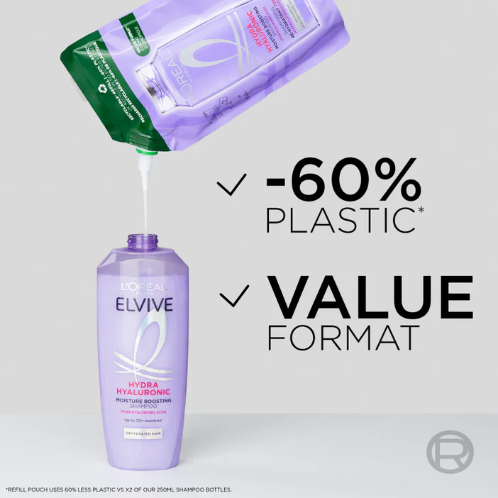 L’Oréal Paris Elvive Hydra Hyaluronic Shampoo Refill Pouch 500ml - Image 3