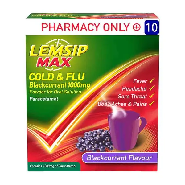 Lemsip  Max Cold  & Flu  Blackcurrant 10pk