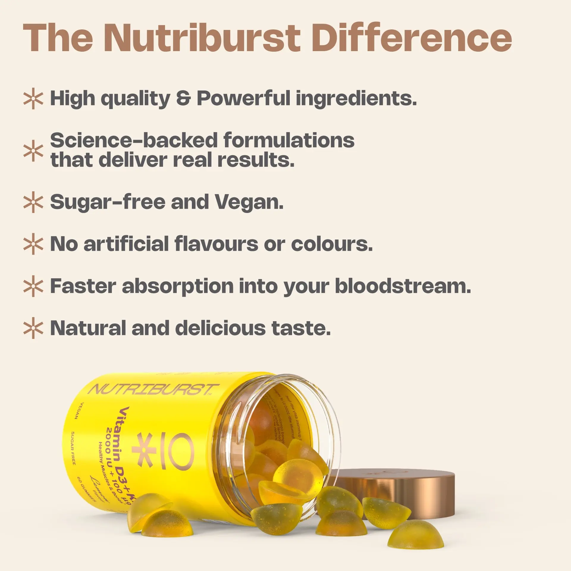Nutriburst Vitamin D3 + K2 60 Gummies - Image 2