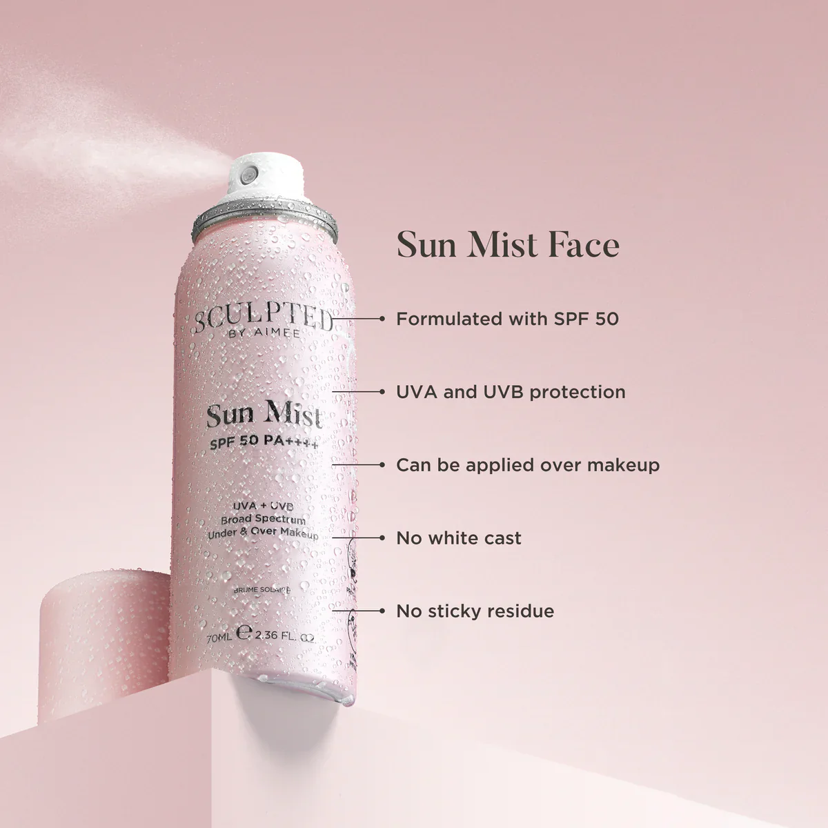 Sculpted By Aimee Face Sun Mist - SPF 50 Spray 70ml. - Image 2