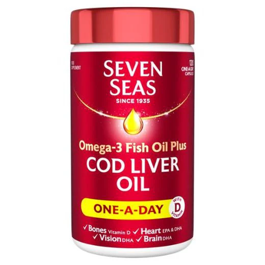 Seven  Seas Pure  Cod Liver Oil  One A Day 120 Capsules