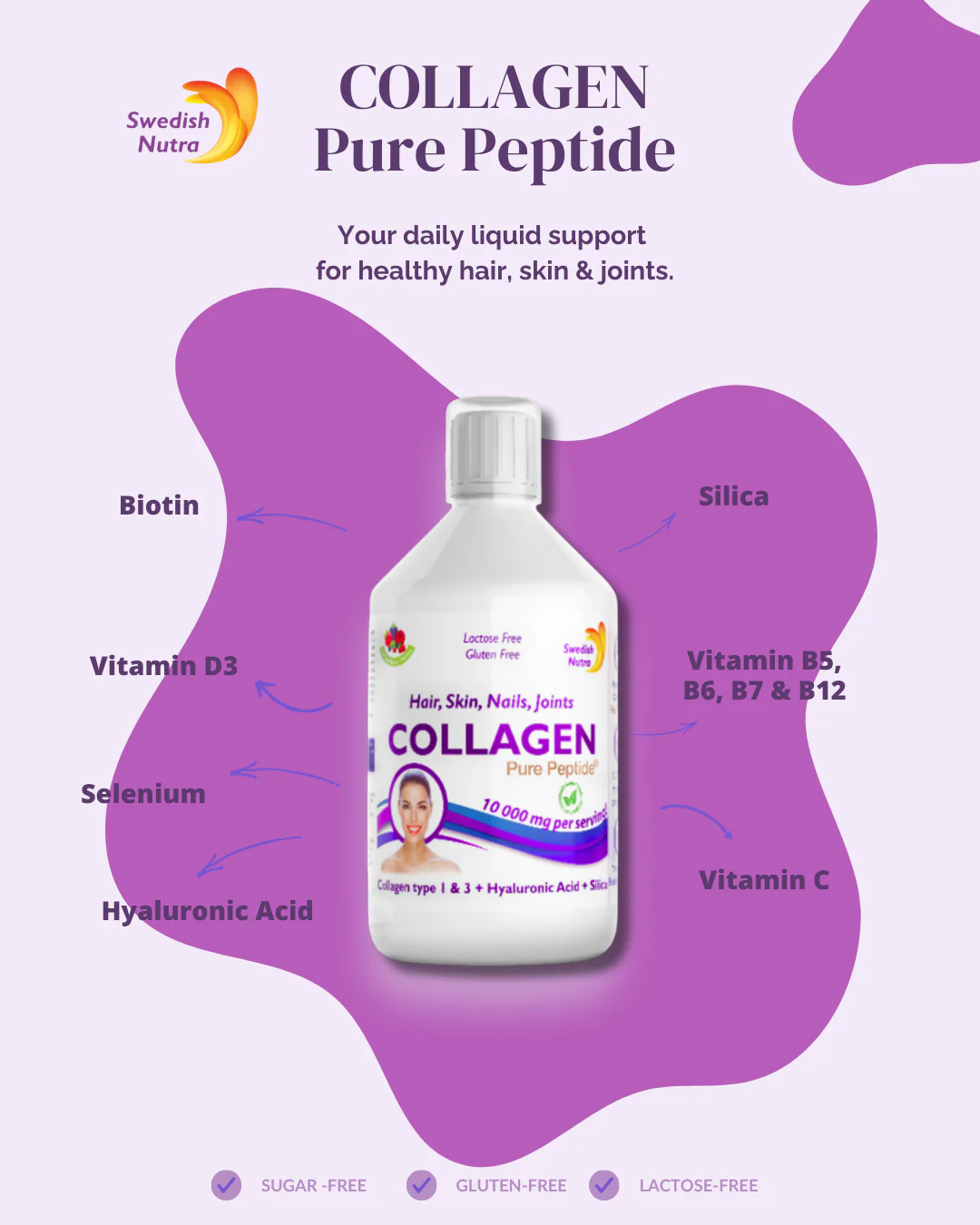 Swedish Nutra Collagen Liquid Pure Peptide 500ml - Image 2