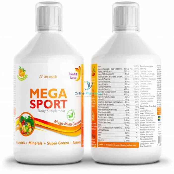 Swedish Nutra Mega Sport Liquid Supplement 500ml - Image 3