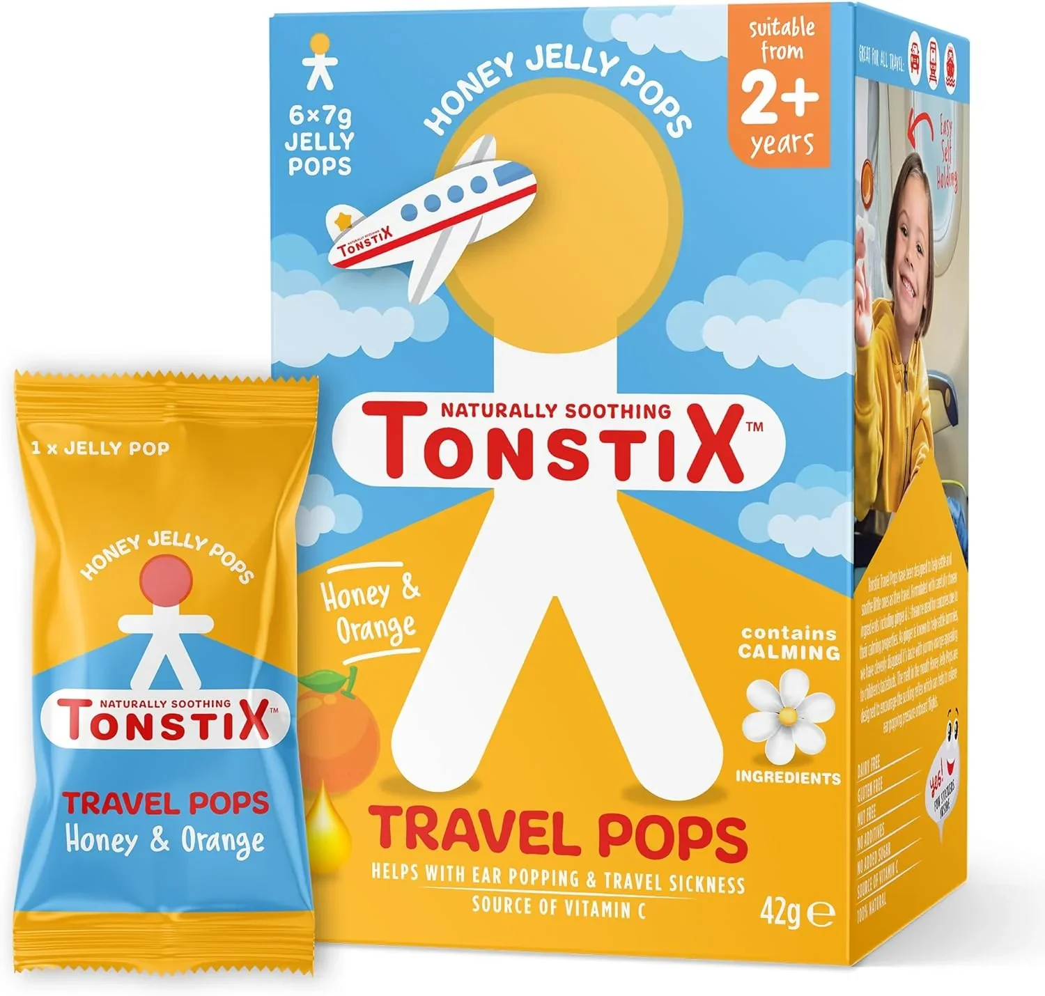 Tonstix Travel Pops -  Honey & Orange 6pk Jelly Pops