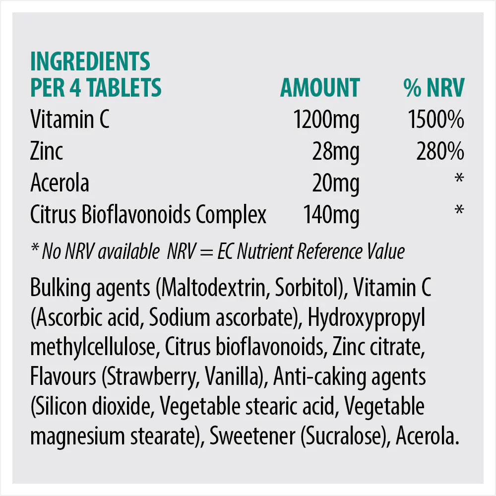 Sona ZinC - Cold formula Chewable Zinc and Vitamin C  30 Tablets - Image 2